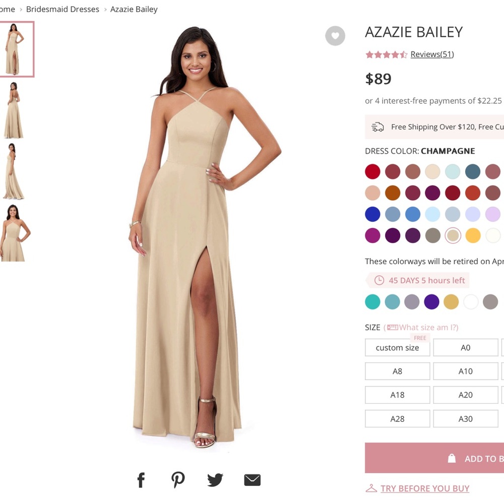 Azazie Bailey Champagne Bridesmaid Dress